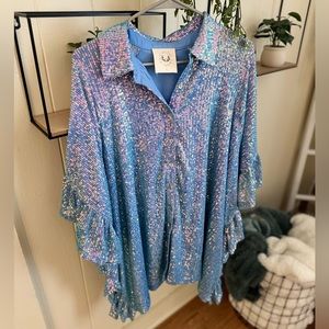 Fantastic Fawn Sweet Dream Sequin Poncho Button Down Tunic